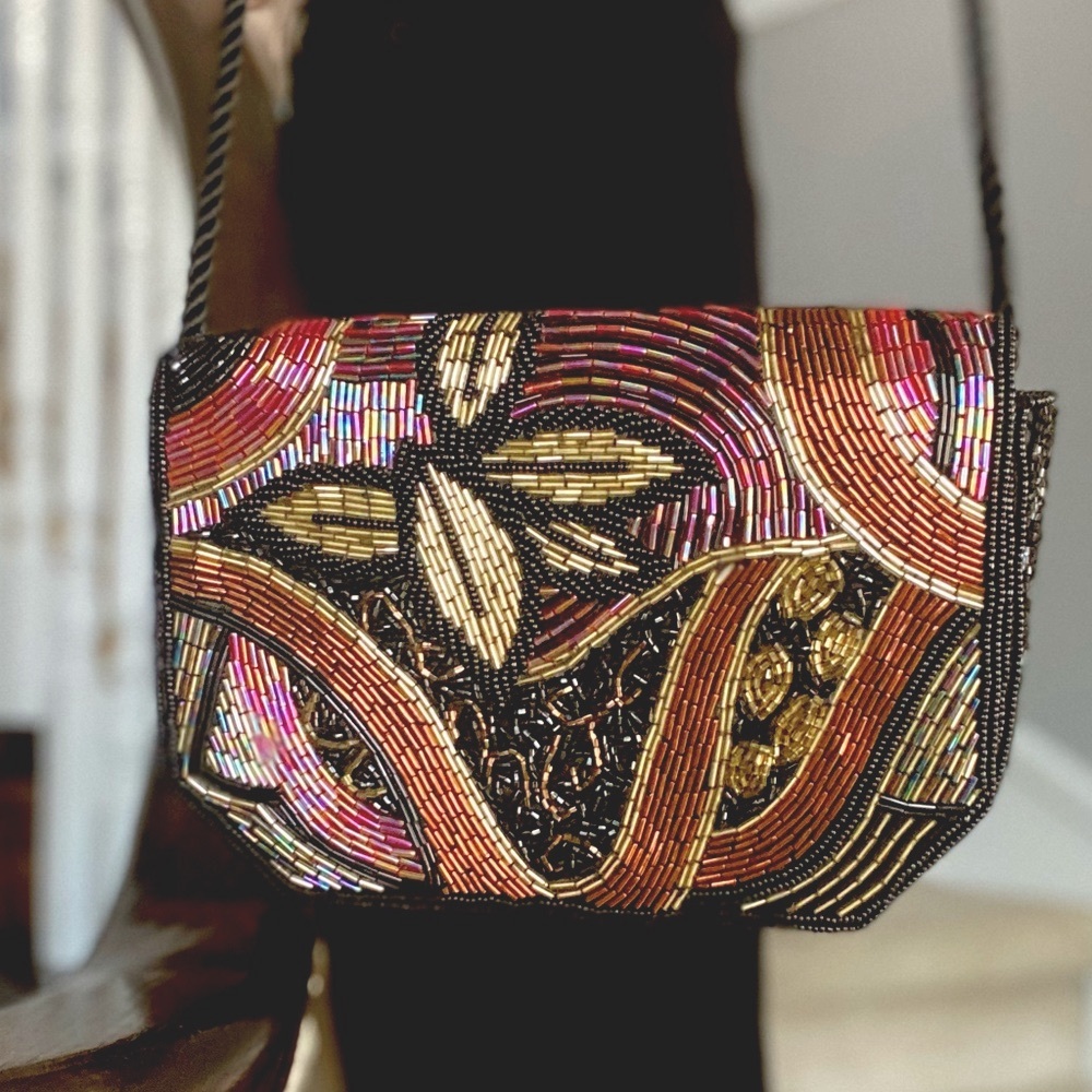 Beaded cross-body bag